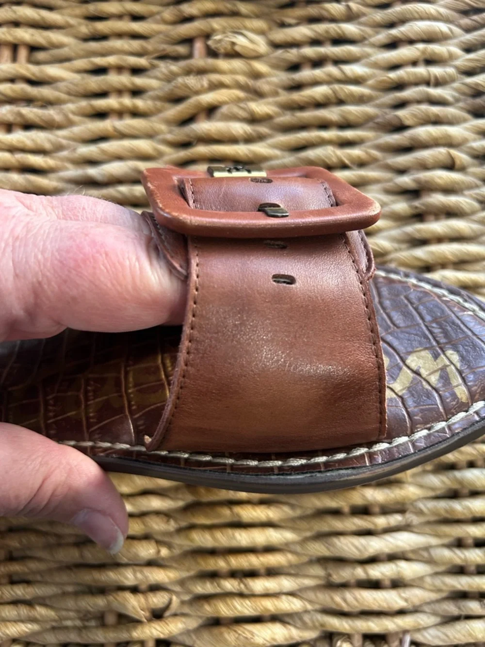 Sam Edelman Granada Brown Leather Buckle Slide Sandals Women’s Size 8 - Picture 4 of 7